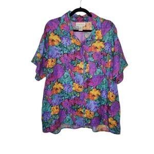 Vintage Silk Floral Flower Abstract Art Nature Earth Outdoors Wildlife Button